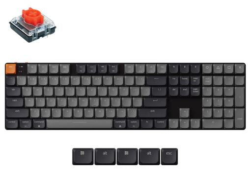 Keychron K5X-A1, 100% Full Size Layout, QMK, White Backlight Red Switch Mechanical Wireless Keyboard