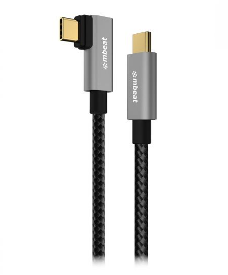 mbeat Tough Link 1.8m L-Shape USB 3.2 Gen2 USB-C Cable - Space Grey