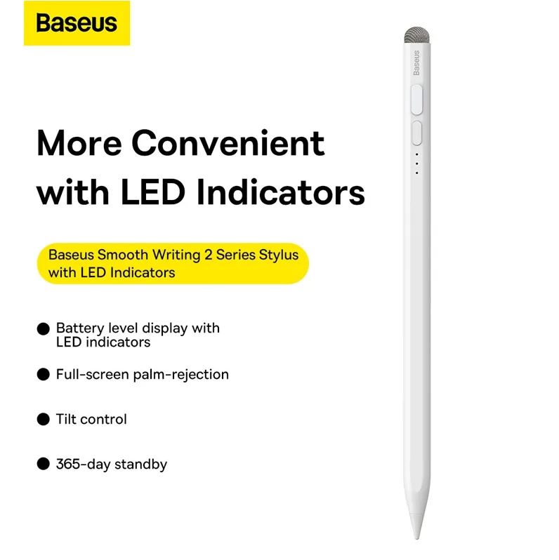 Baseus Smooth Writing 2 Series Stylus with LED Indicators, White