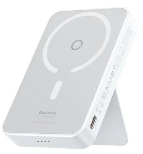 OS-Baseus MagPro Magnetic Bracket Wireless Fast-Charging Power Bank 5000mAh 20W Stellar White(with Simply Series Charging Cable Type-C to Type-C (20V/3A) 30cm White)