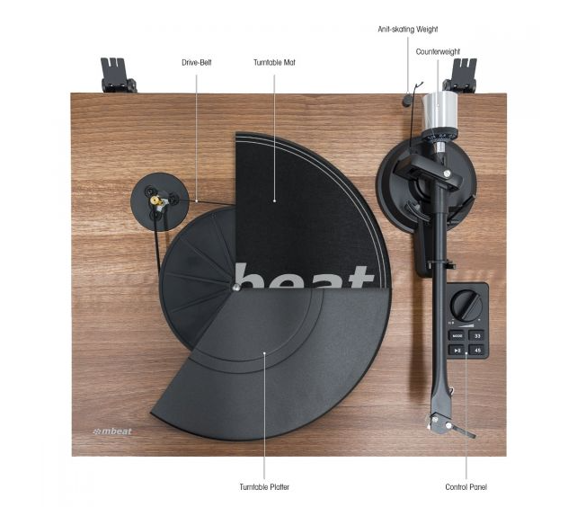 mbeat Hi-Fi Bluetooth Turntable with Bookshelf Speakers