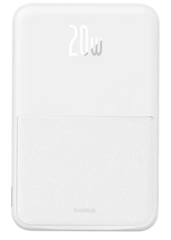 OS-Baseus MagPro Magnetic Bracket Wireless Fast-Charging Power Bank 5000mAh 20W Stellar White(with Simply Series Charging Cable Type-C to Type-C (20V/3A) 30cm White)