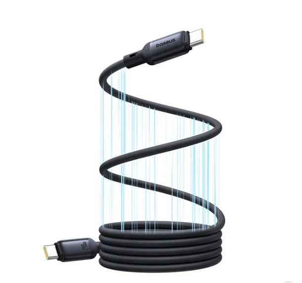 Baseus PicoGo Magnetic Liquid Silicone Fast Charging Cable USB-C to USB-C 240W 1m Cosmic Black