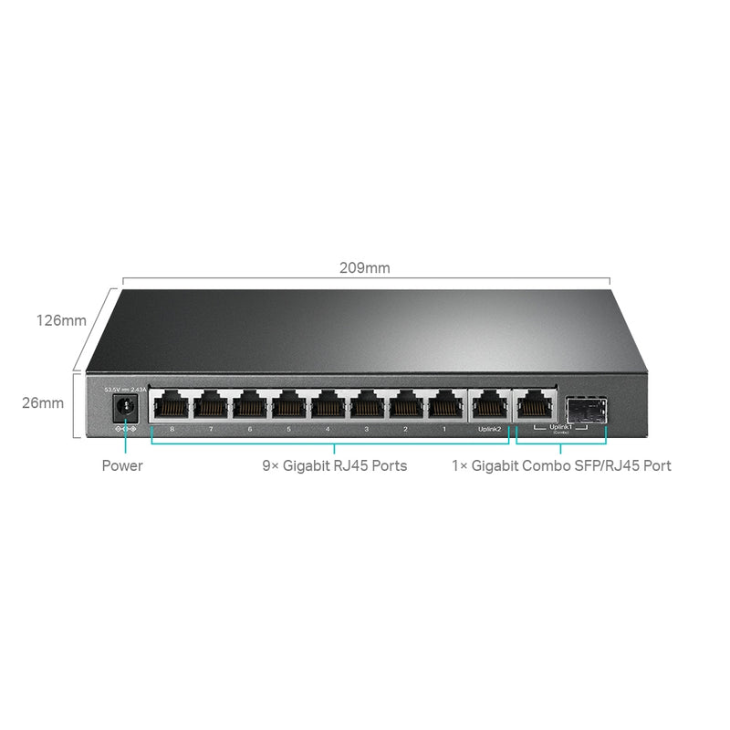 TP LINK TL-SG1210MPE 10-Port Gigabit Easy Smart Switch with 8-Port PoE+