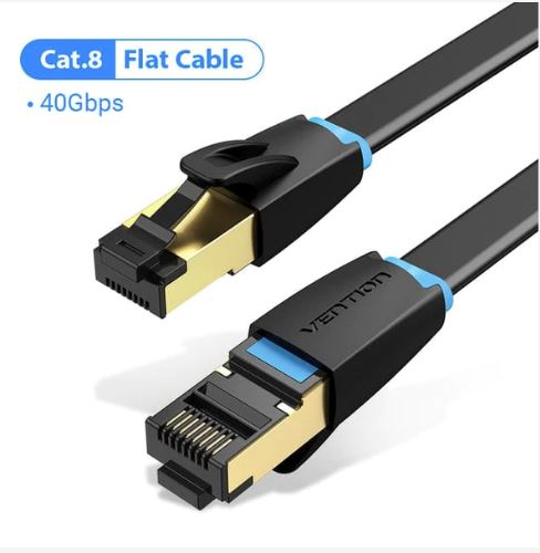 Vention Flat Cat8 Patch Cable 0.5M Black