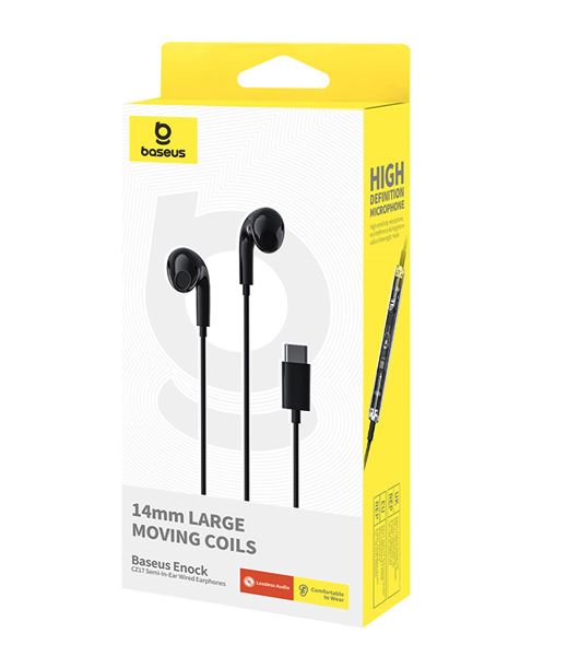 Baseus Enock CZ17 Semi-In-Ear Wired Earphones - Black