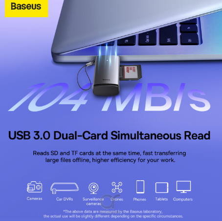 Baseus Lite Series USB-A to SD/TF Card Reader Grey