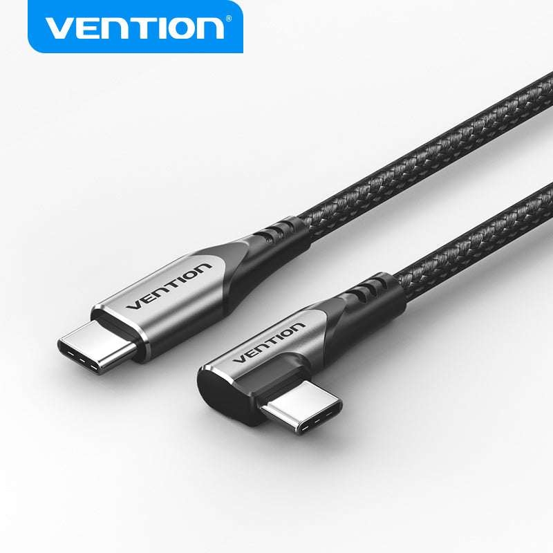 Vention USB 2.0 Type-C Male to Type-C Male Right Angle 3A Cable 2M Gray Aluminum Alloy Type