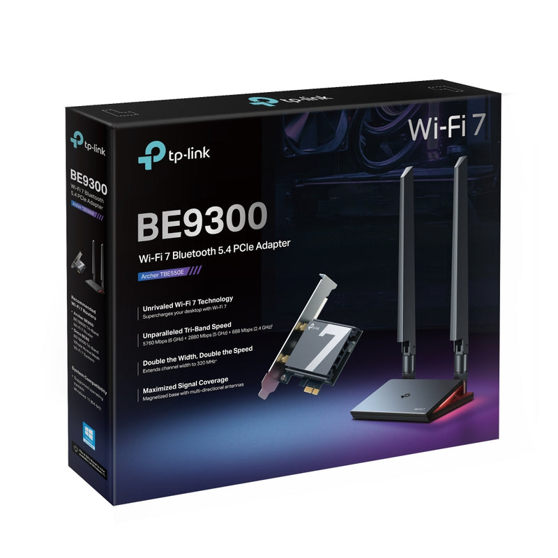 TP-Link Archer TBE550E, BE9300 Wi-Fi 7 Bluetooth 5.4 PCIe Adapter