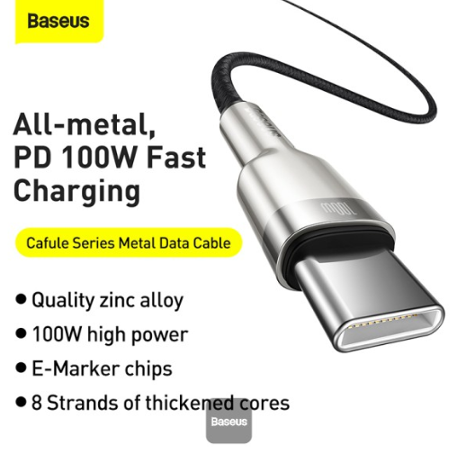 Baseus Cafule Series Metal Data Cable Type-C to Type-C 100W 1m Black