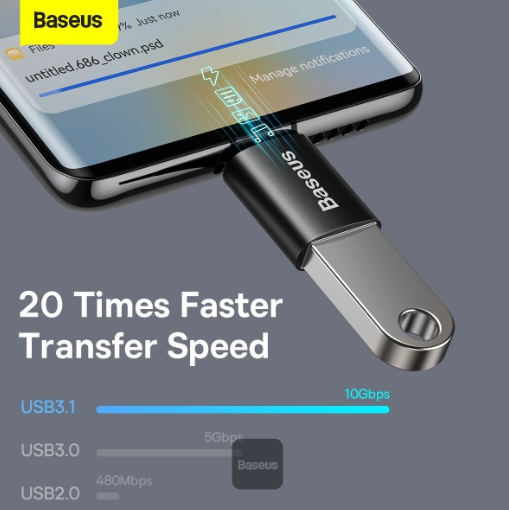 Baseus Ingenuity Series Mini OTG Adaptor Type-C to USB-A 3.1 Black