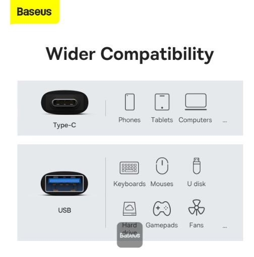 Baseus Ingenuity Series Mini OTG Adaptor Type-C to USB-A 3.1 Black