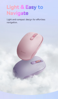 Baseus F01B Tri-Mode Wireless Mouse Baby Pink