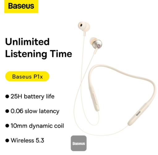 Baseus Bowie P1 Neckband Wireless Earphones Stellar White