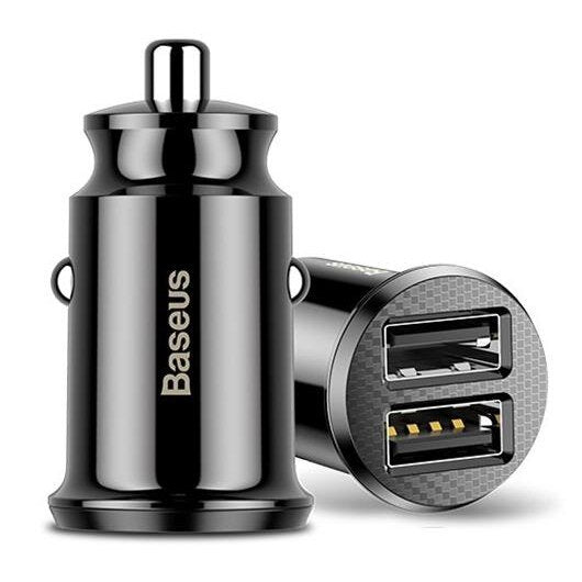 Baseus Grain Car charger with 2 USB 5V 3.1A Ports Black