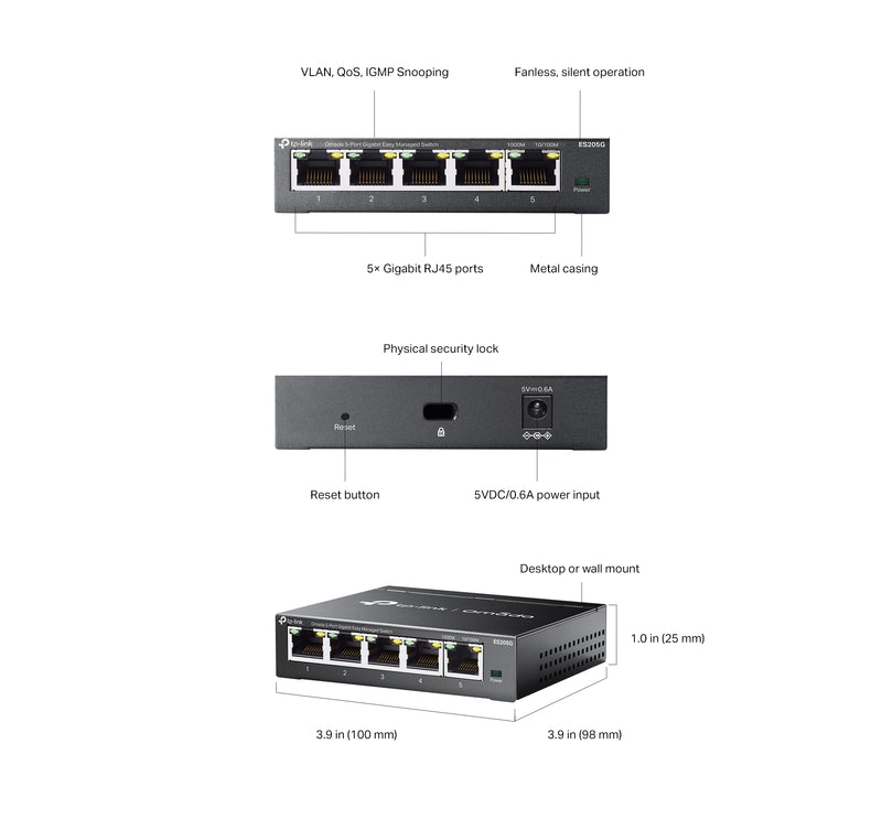 TP Link ES205G Omada 5-Port Gigabit Easy Managed Switch