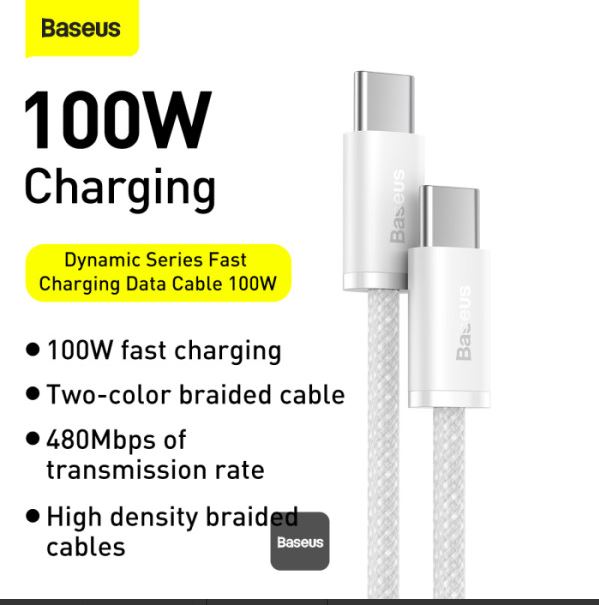 Baseus Dynamic Series Fast Charging Data Cable Type-C to Type-C 100W 1m White