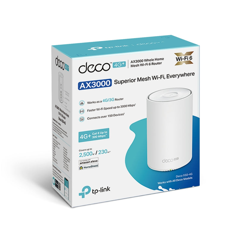 TP-Link Deco X50 4G+ AX3000 Whole Home Mesh WiFi 6 Gateway - 1 Pack