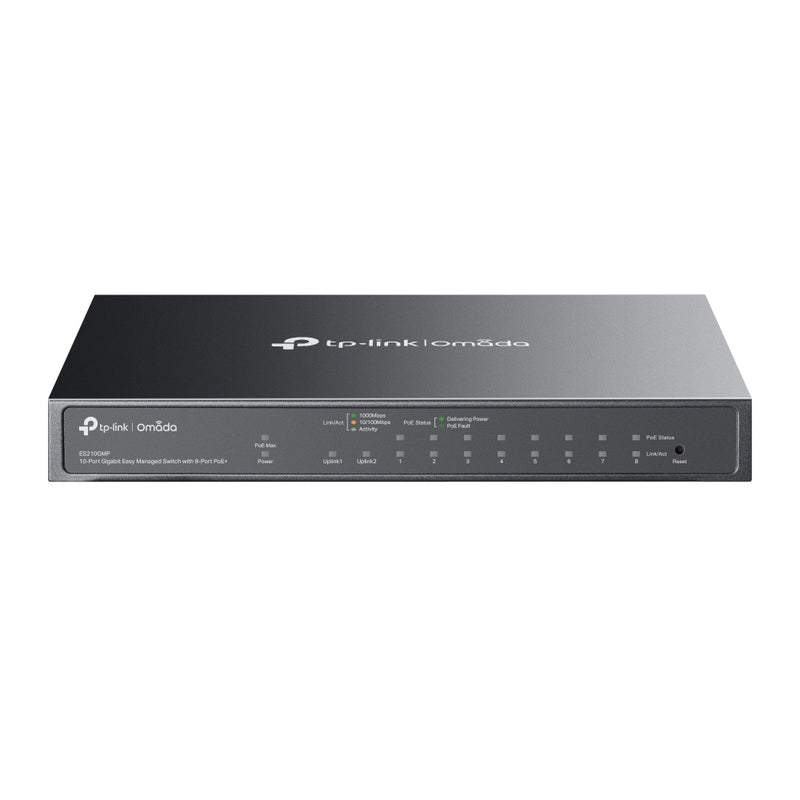 TP-Link ES210GMP, Omada 10-Port Gigabit Easy Managed Switch with 8-Port PoE+