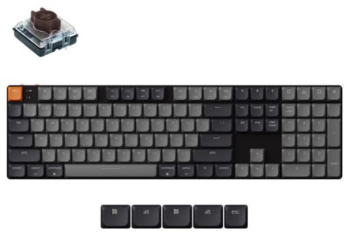 Keychron K5X-A3, 100% Full Size Layout, QMK Wireless White Backlight Brown Switch Mechanical Wireless Keyboard