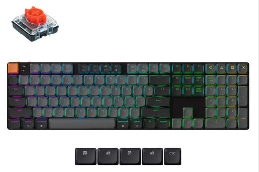 Keychron K5X-H1, 100% Full Size Layout, QMK Wireless RGB Backlight (Hot-Swappable) Red Switch Mechanical Wireless Keyboard