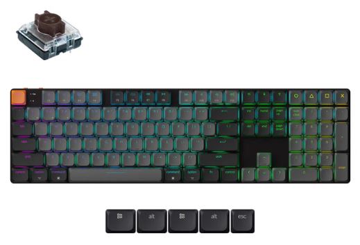 Keychron K5X-H1, 100% Full Size Layout, QMK Wireless RGB Backlight (Hot-Swappable) Brown Switch Mechanical Wireless Keyboard