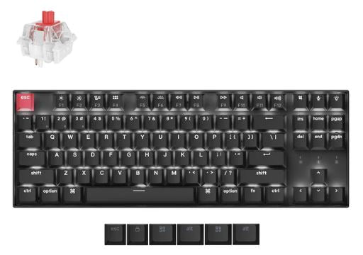 Keychron K8X-A1, 80% Layout, QMK, White Backlight, Keychron Super Switch Red, Mechanical Wireless Keyboard