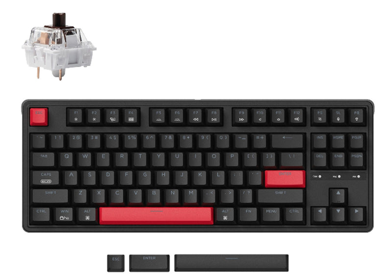 Keychron C3P-A3 , 75% layout, Keychron Mechanical Brown Switch, Red Backlight, Black, QMK/Via, Mechanical Wired Keyboard