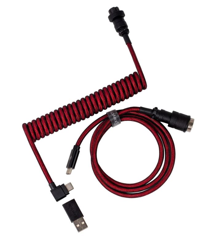 Keychron Premium Red Coiled Angled Aviator Cable