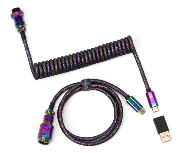 Keychron Premium Rainbow Plated Black Coiled Straight Aviator Cable