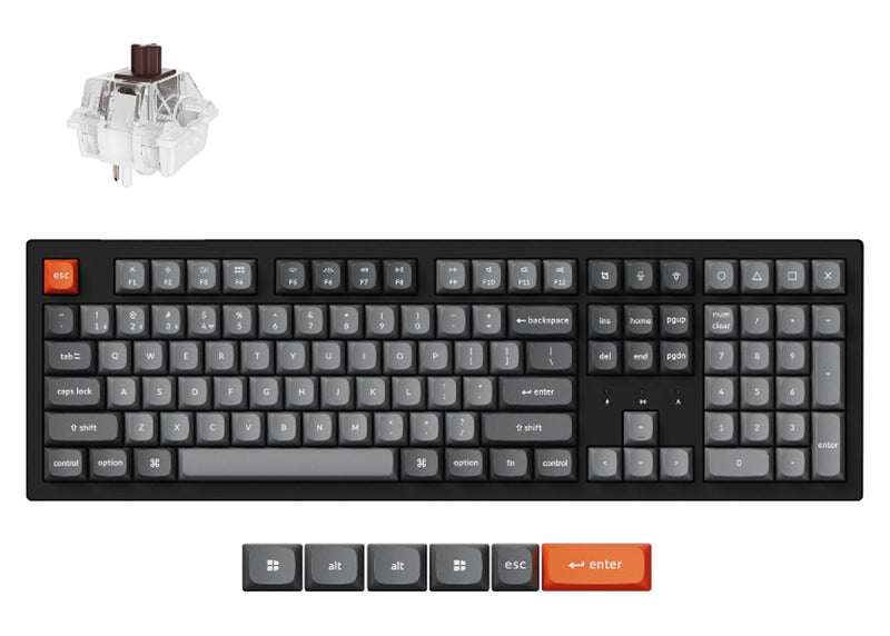 Keychron K10M-B3, 100% Full Size Layout, Keychron Super Brown Switch, RGB, Mechanical, QMK, Wireless Keyboard