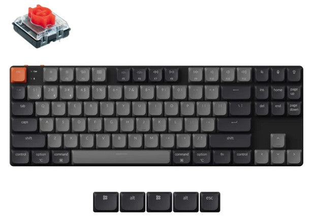 Keychron KEYC-K1X-A3, K1 Version 6, 80% layout, Low Profile Brown Switch,  Black, QMK, White Backlight, Wireless Keyboard