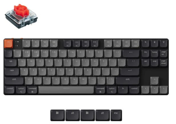 Keychron K1X-H1, K1 Version 6, 80% layout, Low Profile Red Switch,  Black, Hot Swap, QMK, White Backlight, Wireless Keyboard