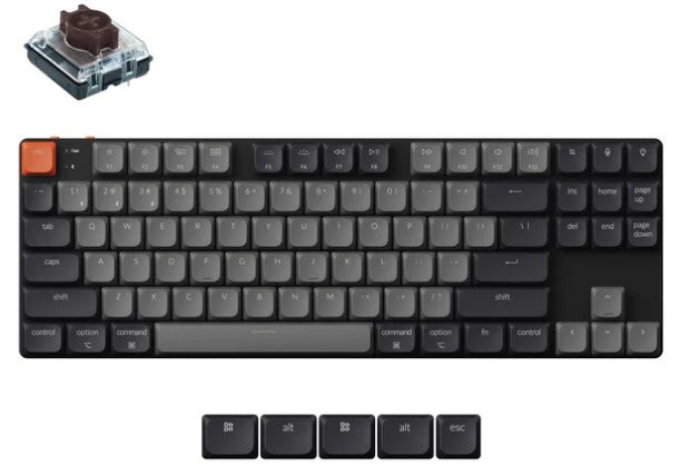 Keychron K1X-H3, K1 Version 6, 80% layout, Low Profile Brown Switch,  Black, Hot Swap, QMK, White Backlight, Wireless Keyboard