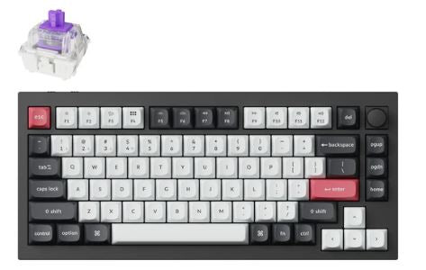 Keychron Q1H-M1, 75% Layout, HE, QMK Carbon Black, Gateron Double-Rail Magnetic Nubela Switch, Wireless Keyboard with Knob