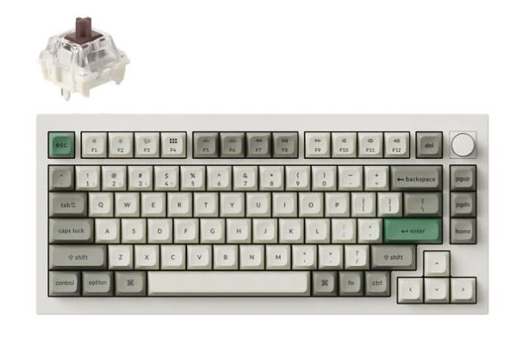 Keychron Q1M-P3, Q1 Max, 75% layout 81 keys, Shell White, Brown Switch,  RGB, Hot-Swap,  Gateron Jupiter,  Wireless, with knob