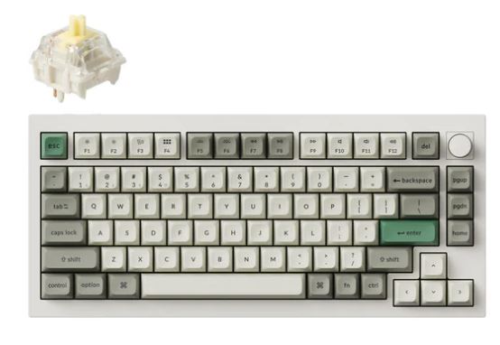 Keychron Q1M-P4, Q1 Max, 75% layout 81 keys, Shell White, Banana Switch,  RGB, Hot-Swap,  Gateron Jupiter,  Wireless, with knob