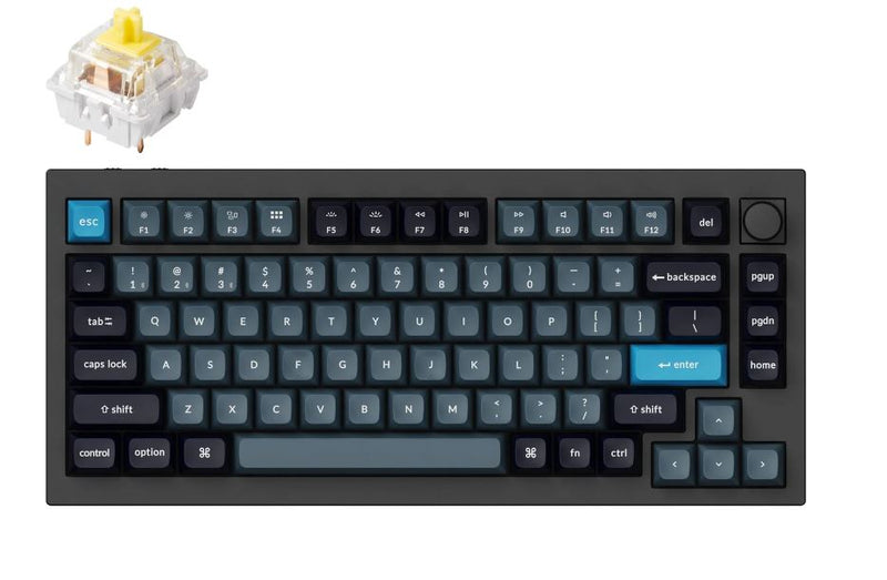 Keychron Q1P-M4, 75% Layout 81 Keys, Banana Switch, Black Frame, RGB, Hot-Swap, QMK, Keychron K Pro, Wireless Keyboard, With Knob