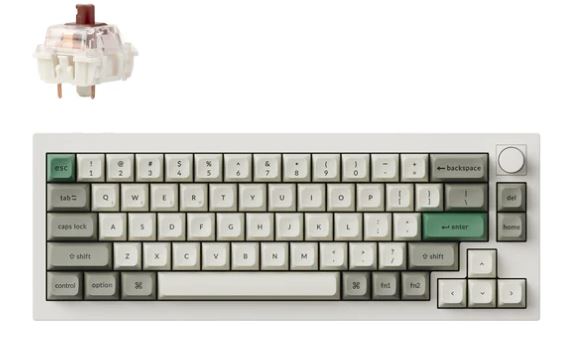 Keychron Q2M-P3, Q2 Max, 65% layout 68 keys, Shell White, Brown Switch,  RGB, Hot-Swap,  Gateron Jupiter,  Wireless, with knob