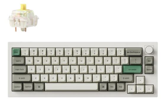 Keychron Q2M-P4, Q2 Max, 65% layout 68 keys, Shell White, Banana Switch,  RGB, Hot-Swap,  Gateron Jupiter,  Wireless, with knob