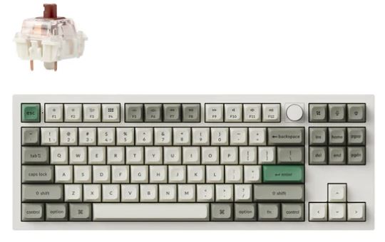 Keychron Q3M-P3 Q3 Max, 80% Layout, Gateron Jupiter Brown Switch, RGB, Shell White, QMK/VIA Wireless Mechanical Max with Knob Keyboard