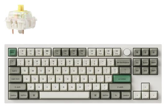 Keychron Q3M-P4 Q3 Max, 80% Layout, Gateron Jupiter Banana Switch, RGB, Shell White, QMK/VIA Wireless Mechanical Max with Knob Keyboard