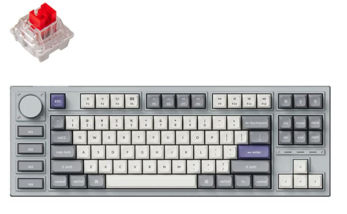 Keychron Q3P-X1, 80%, Red Switch, RGB Backlight, Silver grey, Hot Swap, QMK/VIA, Mechanical Wireless Pro, Knob