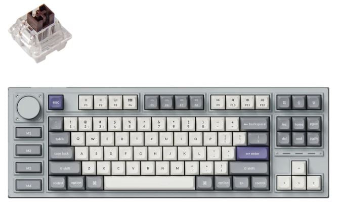 Keychron Q3P-X3, 80% Layout, Brown Switch RGB Backlight, Silver, Hot Swap, QMK/VIA, Keychron K Wireless Mechanical Pro, Knob