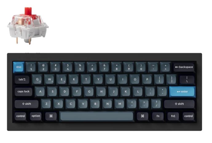 Keychron Q4P-C1, 60% Layout, Red Switch, RGB Backlight, Black, Hot Swap, QMK/VIA, Wireless Mechanical Pro