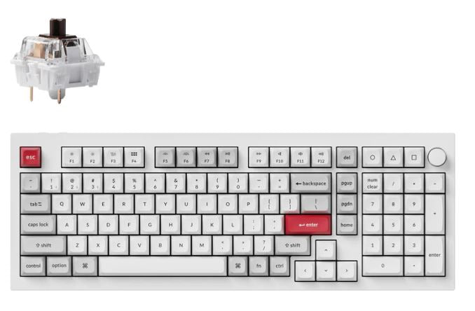 Keychron Q5P-P3, 96% Layout, Brown Switch, RGB Backlight, White, Hot Swap, Wireless Mechanical, Pro, Knob