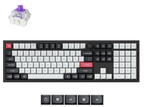 Keychron Q6H-M1, 100% Layout, HE QMK, Carbon Black, Gateron Double-Rail Magnetic Nubela Switch Wireless Keyboard with  Knob