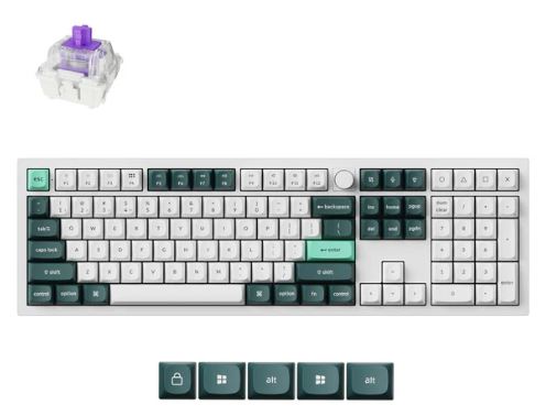 Keychron Q6H-P1, 100% Layout, HE QMK, Shell White Gateron Double-Rail Magnetic Nubela Switch, Wireless Keyboard with Knob