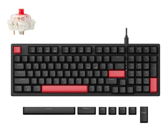 Keychron KEYC-X5-A1, Lemokey X5, 96% layout, Red Switch, Red Backlight, Black, QMK, Wired Keyboard