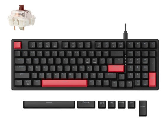 Keychron KEYC-X5-A3, Lemokey X5, 96% layout, Brown Switch, Red Backlight, Black, QMK, Wired Keyboard